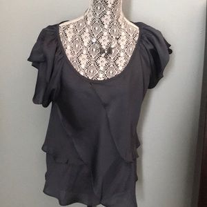 Ladies short sleeve charcoal gray blouse